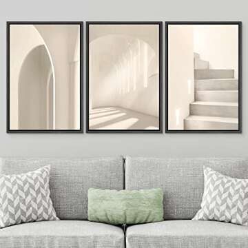 SIGNWIN Framed Canvas Print Wall Art Set Geometric Duotone Architecture Variety Abstract Shapes Illustrations Modern Art Decorative Nordic Zen for Living Room, Bedroom, Office - 24"x36"x3 Black