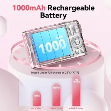 Stylish Pink 4K Digital Camera for Kids and Teens