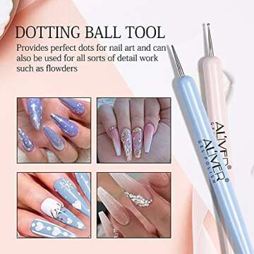 Nail Art Brushes Setl, Gel Polish Nail Art Design Pen Painting Tools with Nail Extension Gel Brush, Builder Gel Brush, Nail Art Liner Brush and Nail Dotting Pen for Salon DIY Manicure at Home