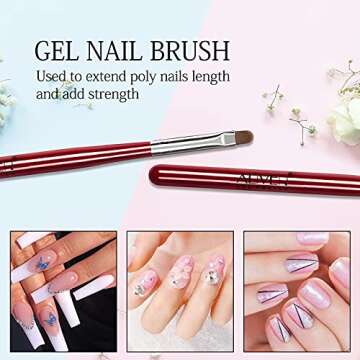 Nail Art Brushes Setl, Gel Polish Nail Art Design Pen Painting Tools with Nail Extension Gel Brush, Builder Gel Brush, Nail Art Liner Brush and Nail Dotting Pen for Salon DIY Manicure at Home