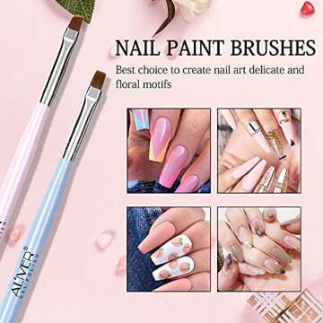 Nail Art Brushes Setl, Gel Polish Nail Art Design Pen Painting Tools with Nail Extension Gel Brush, Builder Gel Brush, Nail Art Liner Brush and Nail Dotting Pen for Salon DIY Manicure at Home