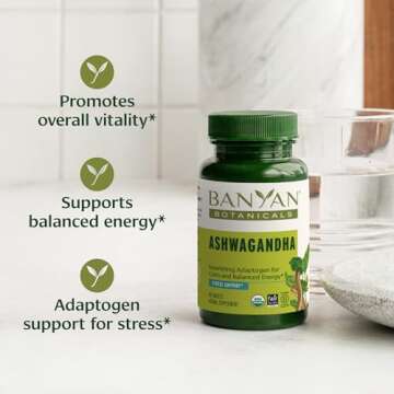 Banyan Botanicals 1000mg Ashwagandha Tablets – Organic Adaptogen for Energy Support & Stress Relie...