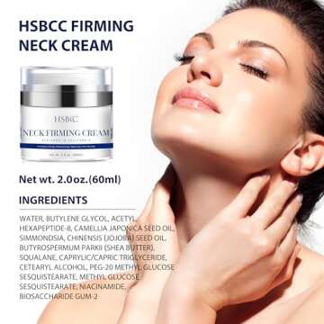HSBCC Neck Cream for Tightening and Firming: Acetyl Hexapeptide-8 Retinol Shea Butter Niacinamide - Smoothes Wrinkles Skin Tighten and Lift Neck Cream (60ml)