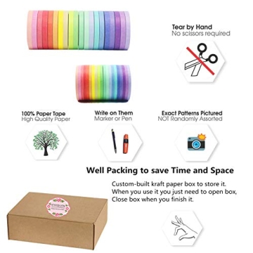 VIVIQUEN Washi Tape Set 40 Rolls Colorful Decorative Thin Tapes
