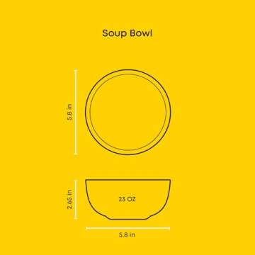 JoyJolt Mesa 23oz Stoneware Soup Bowls, Dishwasher and Microwave Safe Bowls, 5.8" Matte Black Cereal Bowls Set of 6 Bowls for Kitchen, Pasta Oatmeal Salad Ice Cream or Dessert Bowls