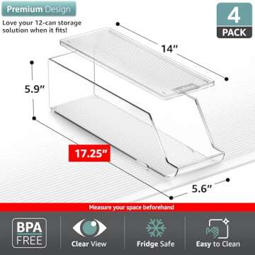 Sorbus Soda Can Organizer for Refrigerator - Stackable with Lid, Holds 12 Cans Each, BPA-Free - Fridge Organizers and Storage, Soda Can Dispenser for Refrigerator, Drink Organizer for Fridge (4 Pack)