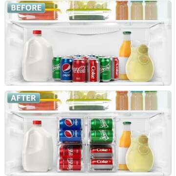 Sorbus Soda Can Organizer for Refrigerator - Stackable with Lid, Holds 12 Cans Each, BPA-Free - Fridge Organizers and Storage, Soda Can Dispenser for Refrigerator, Drink Organizer for Fridge (4 Pack)
