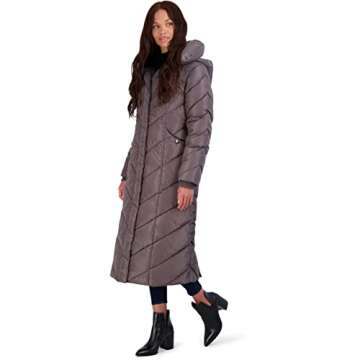 Steve Madden Women’s Long Chevron Maxi Puffer - Warm & Stylish Outerwear Coat