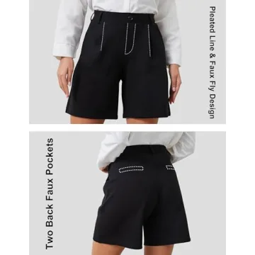 VIMPEP Women's Pleated Yoga Dress Shorts High Waist Wide Leg