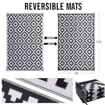 OLANLY Waterproof Outdoor Rug 9x12 ft, Plastic Straw Rug for Camping, RV Mat Outside, Indoor Outdoor...