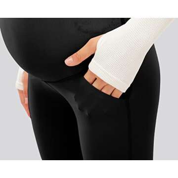 JOYSPELS Smooth Feeling Maternity Bootcut Pants with Pockets Over The Belly Pregnancy Yoga Pants for Work Casual Black