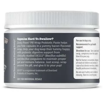 Zesty Paws NAD+ Pill Wrap Probiotic Paste for Dogs - Immune & Digestive System Support - Bacon Flavor - with DE111 Bacillus subtilis - Pockets Any Pill, Tablet & Capsule for Your Dog - 60 Portions