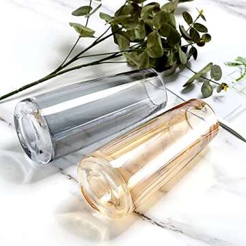 sunkey Glass Flower Vase for Centerpiece Modern Irised Crystal Clear Glass Vase for Home Office Wedding Decor(Amber)