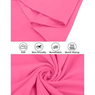 FKEEP Women's Golf Dress Tennis Dresses Workout Athletic Dress with Shorts/Short Sleeve/Pocket (Neon Pink, M)