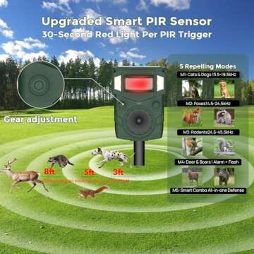 2025 Upgraded Solar Ultrasonic Animal Repellent - Eco-Friendly Motion Activated Deterrent