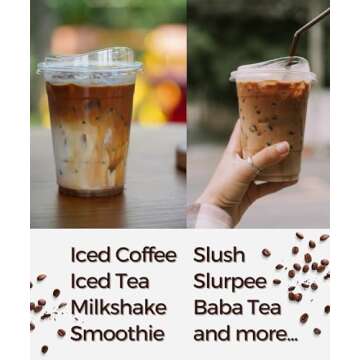 16 oz Clear Plastic Cups with Strawless-Sip-Lids, 25 Sets Disposable Cups Plastic Iced Coffee Cups, To Go Cups with Sip Through Lids for Smoothie, Milkshake, Cold Drinks for Party, Wedding, Event