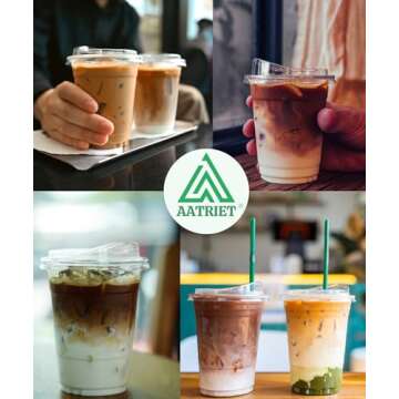 16 oz Clear Plastic Cups with Strawless-Sip-Lids, 25 Sets Disposable Cups Plastic Iced Coffee Cups, To Go Cups with Sip Through Lids for Smoothie, Milkshake, Cold Drinks for Party, Wedding, Event