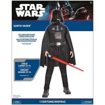 Classic Darth Vader Costume for Boys - Costume Includes Jumpsuit, Cape, Mask & More - Star Wars Costumes for Halloween, Birthday Parties & Themed Event