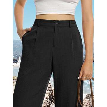 Feiersi Women's High Waisted Casual Wide Leg Pants with Pockets