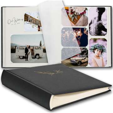 Premium Black Scrapbook Photo Album with Writing Space