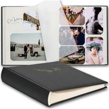 Premium Black Scrapbook Photo Album with Writing Space
