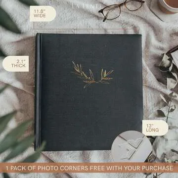 Premium Black Scrapbook Photo Album with Writing Space