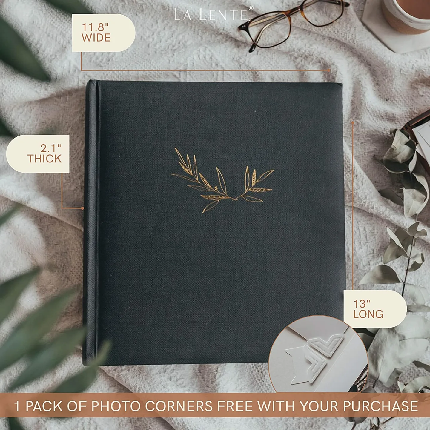 Premium Black Scrapbook Photo Album with Writing Space