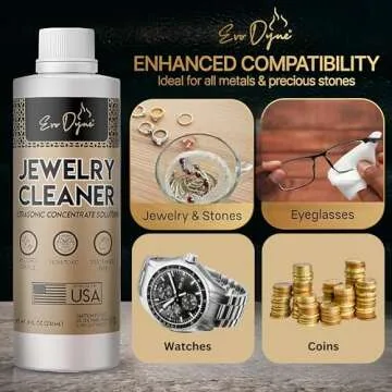 Ultrasonic Jewelry Cleaner Solution (16oz) Concentrated Jewelry Cleaner for Diamonds, Gold, Silver & More | Compatible with Jewelry Cleaner Ultrasonic Machine (s) - Made in USA