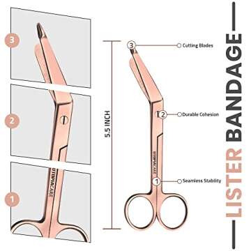 Utopia Care Medical Scissors, 5.5" EMT and Trauma Shears, Stainless Steel for Bandages in Rose Gold