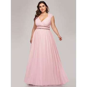 Ever-Pretty V-Neck Plus Size Bridesmaid Dress Pink US22