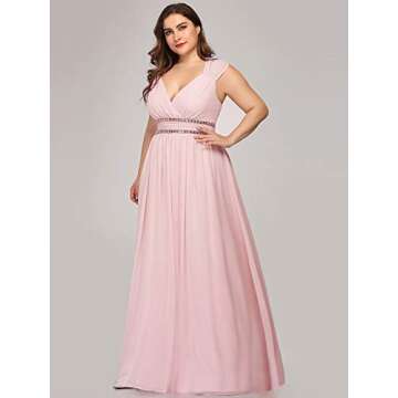 Ever-Pretty V-Neck Plus Size Bridesmaid Dress Pink US22