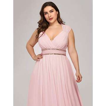 Ever-Pretty V-Neck Plus Size Bridesmaid Dress Pink US22