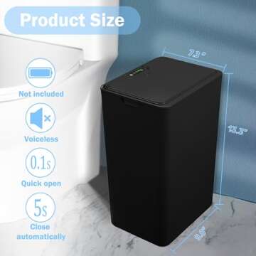 jinligogo Bathroom Small Trash Can with Lid, 4 Gallon Touchless Automatic Garbage Can Slim Waterproo...