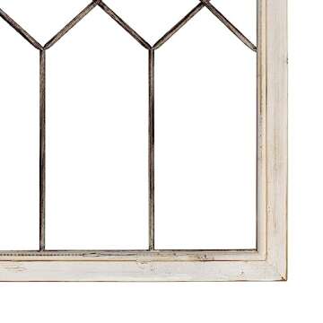 Stratton Home Decor Distressed Window Panel Wall Decor - Handcrafted Decorative Piece, Farmhouse Scrollwork, Indoor Decoration for Bedroom, Living Room, Hallway, Study - Distressed White Wood Frame