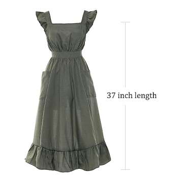 Vibsion Vintage Ruffle Apron for Women Colonial Pioneer Pinafore Apron Cross Back Garden Cooking Aprons with Pockets