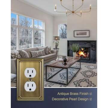 ZILLSEA 4-Pack Antique Brass Metal Wall Plates, Single Duplex Wall Outlet Cover for Receptacle, Ligh...