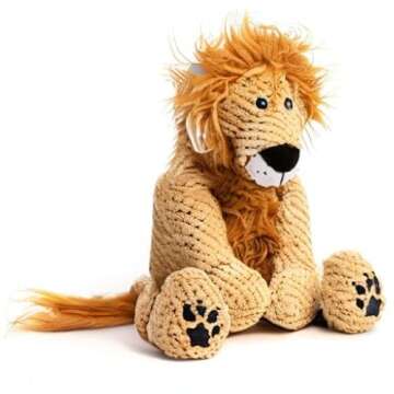 fabdog Floppies Plush Dog Toy - Cute & Durable Squeaky Dog Toys - Best Squeak Toy for Puppies and All Breeds | Ideal Pet Gift| Small Lion