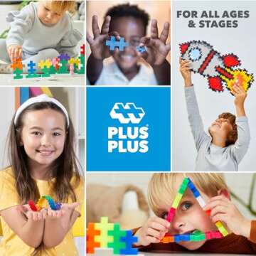 PLUS PLUS 3D Puzzle Building Block Set, 70 Mini Interlocking Pieces, Fun Holiday Activities for Kids - Santa Claus Mini Maker Tube