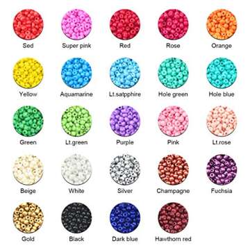 Nibiru Glass Seed Beads - 6000pcs 4mm Multicolor Round Small Pony Beads Assorted Kit for Jewelry Cra...