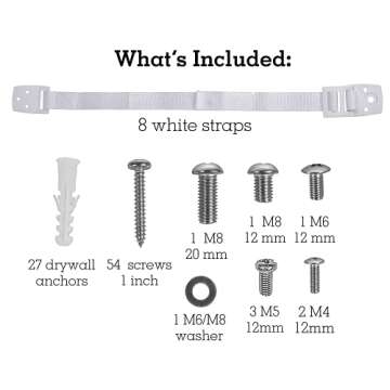 Bébé Earth Anti-Tip Straps (8-Pack) - Baby Proofing & Child Safety Kit, White