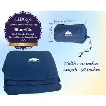 BlueHills Travel Blanket: Soft, Portable, Perfect for Trips