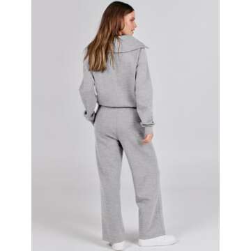 ANRABESS Women 2 Piece Outfits Sweatsuit Oversized Sweatshirt Sweatpants Tracksuit Sweat Lounge Matching Set 2025 Fall Trendy Light Grey XX-Large