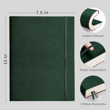 RETTACY Bullet Dotted Journal, 2-Pack, Dotted Notebook Journal with 192 Numbered Pages per Pack, Medium 7.6'' × 10'', 100 GSM Thick Paper, Leather Softcover (Black & Dark Green)