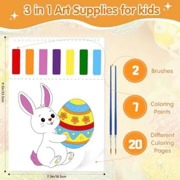 Paint with Water Coloring Books for Toddlers - Easter Basket Stuffers Gifts - Easter Watercolor Paint Set with 2 Brushes, Mess-Free Paint Activity Arts & Crafts Toy Supplies for Kids Ages 4 5 6 7 8