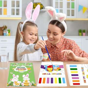 Paint with Water Coloring Books for Toddlers - Easter Basket Stuffers Gifts - Easter Watercolor Paint Set with 2 Brushes, Mess-Free Paint Activity Arts & Crafts Toy Supplies for Kids Ages 4 5 6 7 8