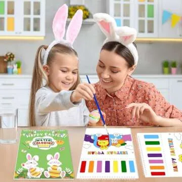 Paint with Water Coloring Books for Toddlers - Easter Basket Stuffers Gifts - Easter Watercolor Paint Set with 2 Brushes, Mess-Free Paint Activity Arts & Crafts Toy Supplies for Kids Ages 4 5 6 7 8