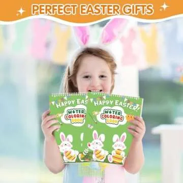 Paint with Water Coloring Books for Toddlers - Easter Basket Stuffers Gifts - Easter Watercolor Paint Set with 2 Brushes, Mess-Free Paint Activity Arts & Crafts Toy Supplies for Kids Ages 4 5 6 7 8