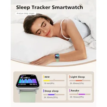 Smart Watch, Compatible with iPhone 9.0 or Above and Android 6.0 or Above, 45mm Men's and Women's Watch, Smartwatch Fitness Tracker, Fits Wrists 5.8-8.7 Inches (160-230mm), Waterproof, Green