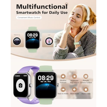 Smart Watch, Compatible with iPhone 9.0 or Above and Android 6.0 or Above, 45mm Men's and Women's Watch, Smartwatch Fitness Tracker, Fits Wrists 5.8-8.7 Inches (160-230mm), Waterproof, Green