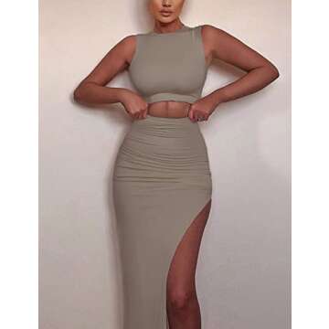 FAIMILORY High Slit Midi Dress for Women - Chic & Sexy